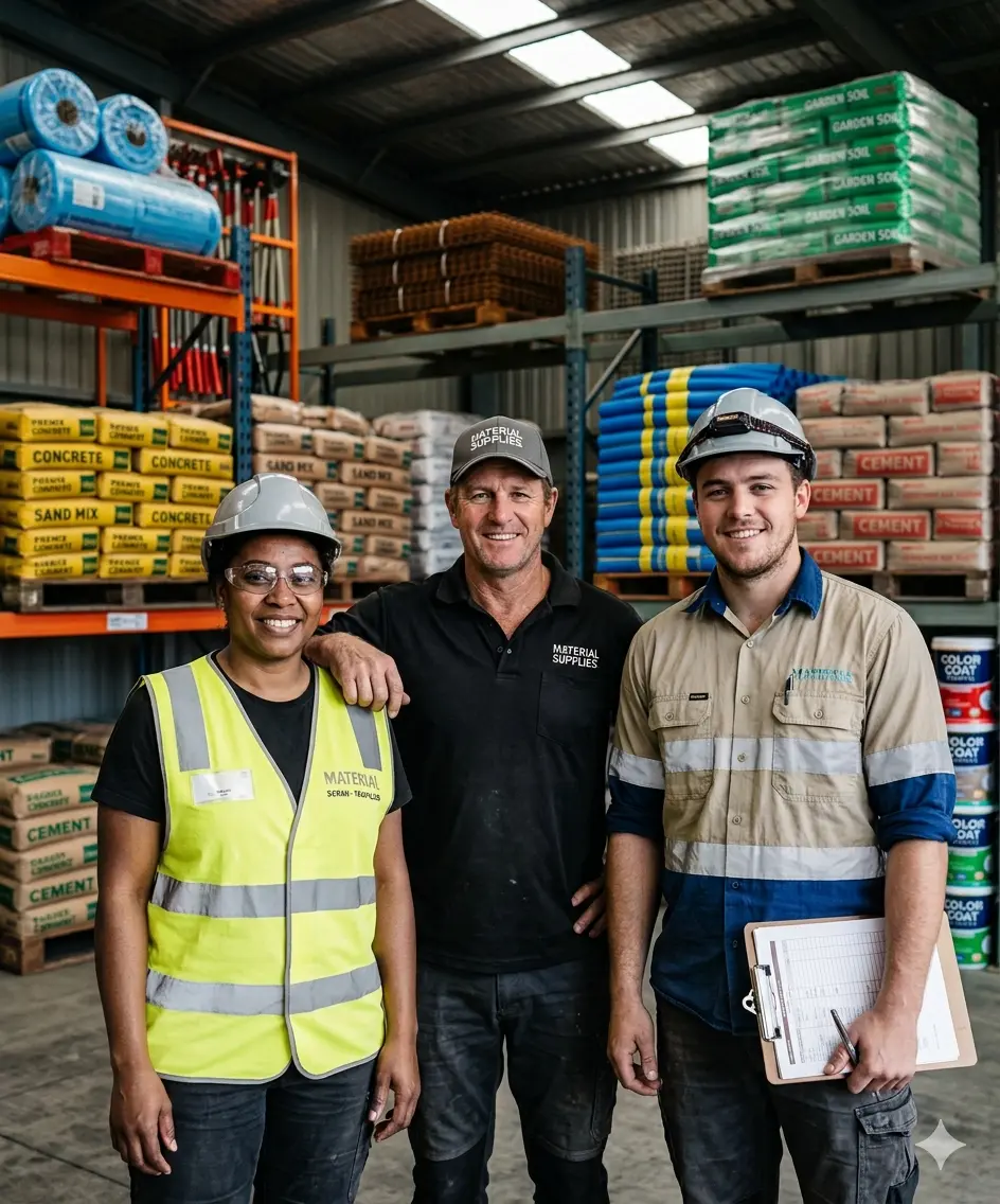 Sydney Wide Building Materials yard stacked with bagged and bulk supplies